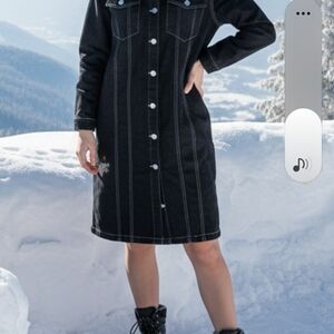 Allegra K Black Denim Midi Dress